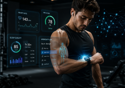 wearable tech fitness 2026, best AI fitness coach app, how does AI personal training work, ACSM top fitness trends 2026, fitness tracker health metrics 2026, HRV workout planning, AI coaching vs personal trainer, best fitness wearables 2026, data driven fitness plan, smart gym technology, fitness technology revolution, mobile fitness app trends, Strava Peloton community fitness, VR fitness workouts 2026, personalized workout technology